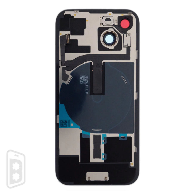 Back Glass With Steel Plate With Wireless NFC Charging MagSafe Magnet & Flashlight Flex Compatible For IPhone 15 (No Logo)