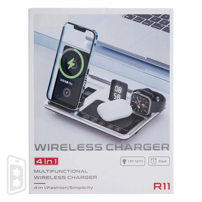 4 in 1 Foldable Wireless Charger Stand for Smartphone/AirPods/iWatch/Clock